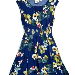 Maeve Anthropologie Size XS Womens Evaline Dress Blue Floral Knee Length